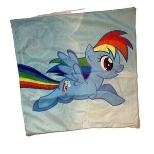 My Lil' PonyThrow Pillow Cover Rainbow Pony Light Blue 17"x17" Zippered Cosplay